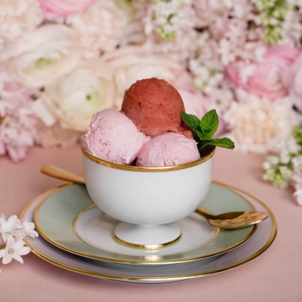 Coupe à dessert sur pied rose pâle H9.5cm
